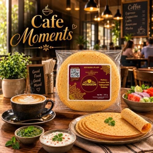 MODISON Plain Khakhra Whole Wheat Crispbread Roasted Snack 200g thumbnail 6