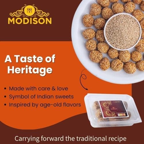 MODISON Til Laddu Indian Sweets Sesame Sweet Balls 360g thumbnail 2