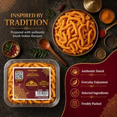 MODISON Murukku Indian Namkeen Snack Crispy Traditional 200g thumbnail 7