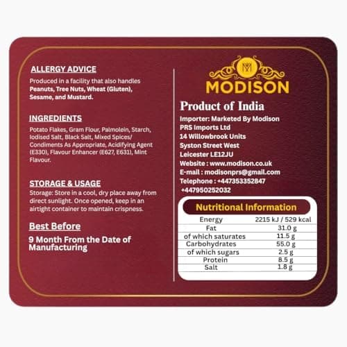 MODISON Aloo Sev Indian Snacks Spiced Potato Noodles 180g thumbnail 7