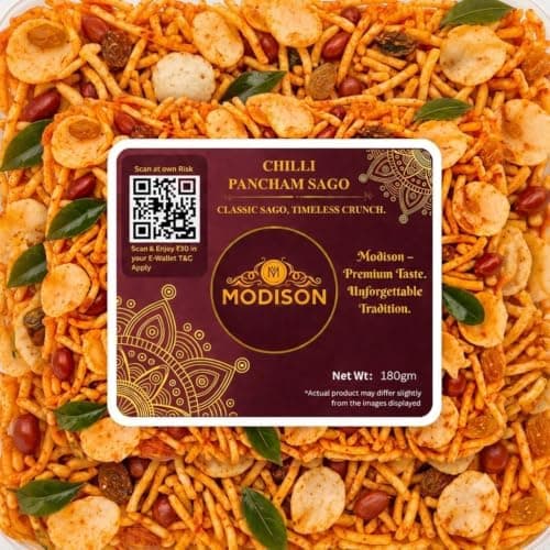 MODISON Chilli Pancham Sago Indian Namkeen Spicy Sabudana 180g thumbnail 7