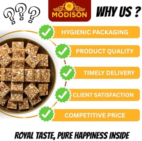 MODISON Magaj Indian Sweets Gram Flour Mithai 12 Piece thumbnail 3