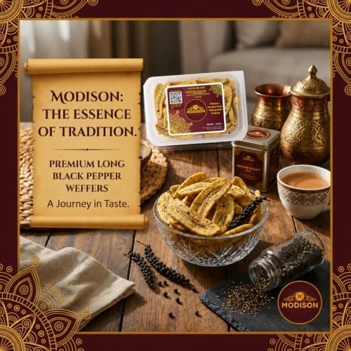 MODISON Long Black Pepper Wafer Indian Snacks Crispy Kela 180g thumbnail 7