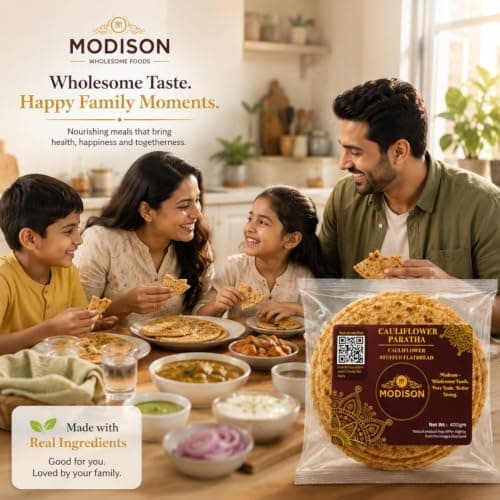 MODISON Cauliflower Paratha Traditional Indian Flatbread Frozen 400g thumbnail 6