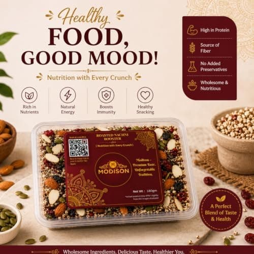 MODISON Roasted Nachni Booster Indian Snacks Ragi Seed Mix 180g thumbnail 2