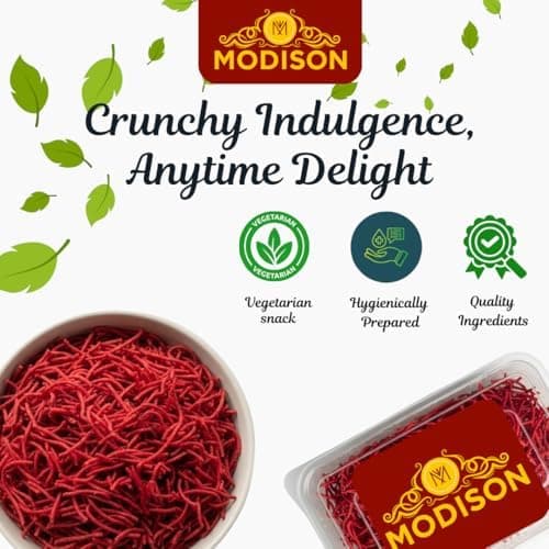 MODISON Beet Sev Indian Namkeen Beetroot Flavoured Snack 180g thumbnail 7