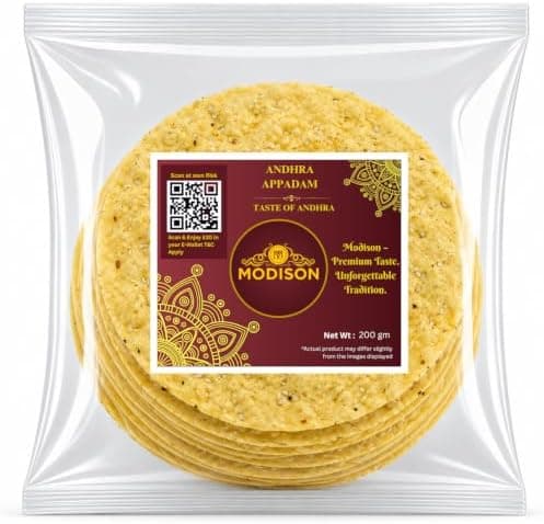 MODISON Andhra Appadam Indian Papad Crispy Lentil Wafer 200g thumbnail 1