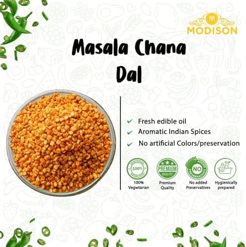 MODISON Masala Chana Dal Healthy Snacks Spiced Chickpeas 180g thumbnail 3