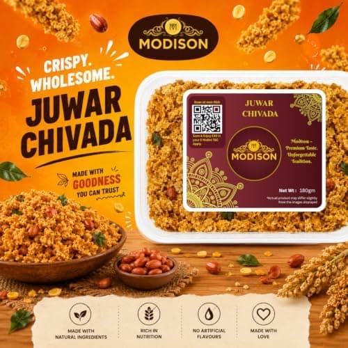 MODISON Jowar Chivda Indian Namkeen Crispy Sorghum Millet 180g thumbnail 2