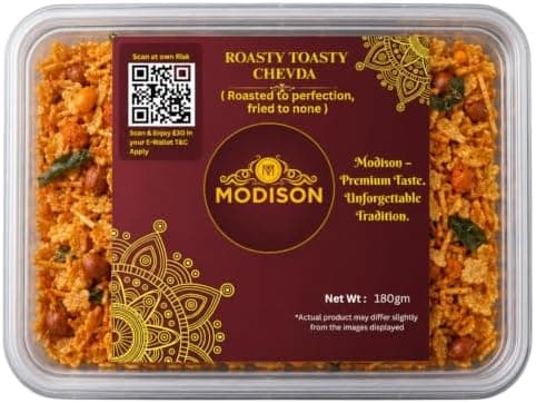 MODISON Roasty Toasty Chevda Indian Namkeen Roasted Crunchy 180g thumbnail 1