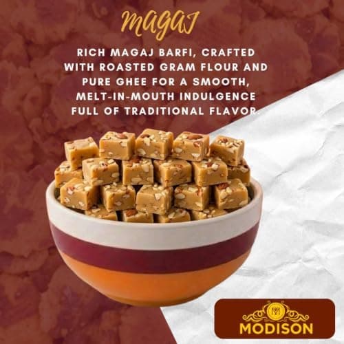 MODISON Magaj Indian Sweets Gram Flour Mithai 12 Piece thumbnail 7