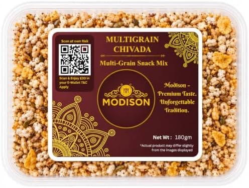 MODISON Multigrain Chivada Indian Namkeen Crispy Millet Blend 180g thumbnail 1