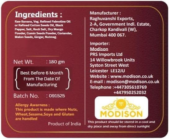 MODISON Banana Black Pepper Wafers Indian Snacks Crispy 900g thumbnail 6