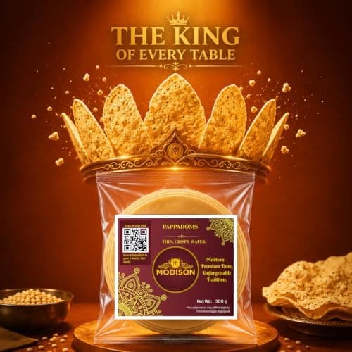 MODISON Plain Pappadoms Indian Papad Thin Crispy Wafer 300g thumbnail 2