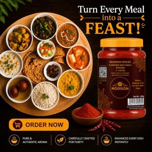 MODISON Kashmiri Red Chilli Powder Indian Spices Mild Heat 100g thumbnail 4