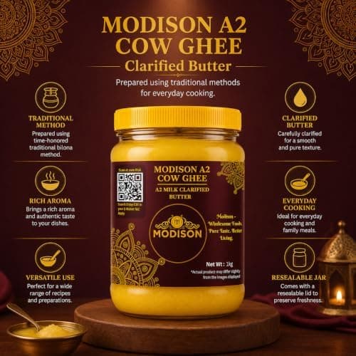 MODISON A2 Cow Ghee A2 Milk Clarified Butter 1kg thumbnail 4