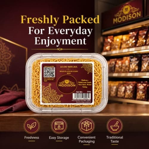 MODISON Aloo Bhujia Authentic Indian Namkeen Snack 200g thumbnail 7