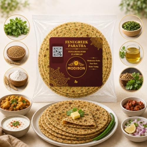 MODISON Fenugreek Paratha Traditional Indian Flatbread Frozen 360g thumbnail 6
