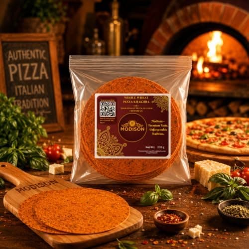 MODISON Whole Wheat Pizza Khakhra Crispy Snack Crispbread 200 g thumbnail 6