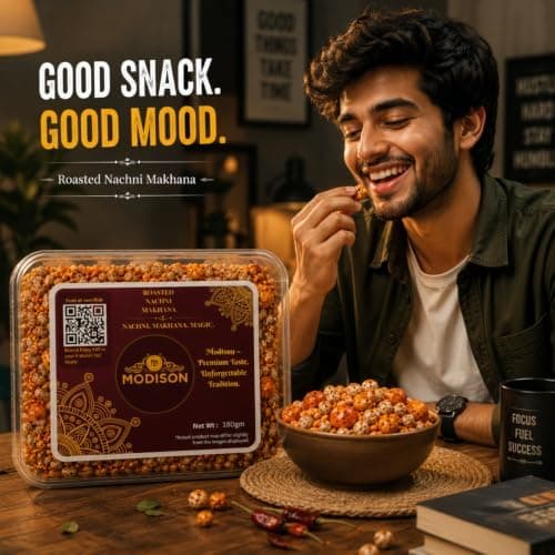 MODISON Roasted Nachni Makhana Indian Snacks Fox Nuts Ragi 180g thumbnail 5