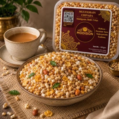 MODISON Multigrain Chivada Indian Namkeen Crispy Millet Blend 180g thumbnail 3