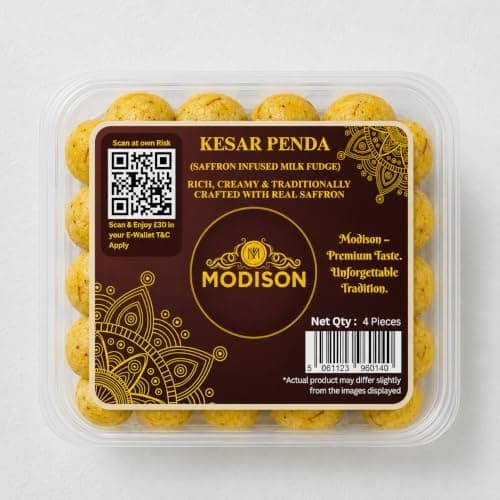 MODISON Kesar Penda Indian Sweets Saffron Milk Mithai 4 Piece 180g thumbnail 1