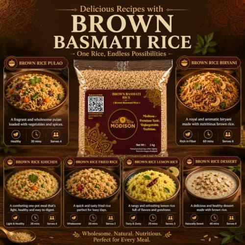 MODISON Brown Basmati Rice Wholegrain Long Grain Rice 1kg Vegan thumbnail 5