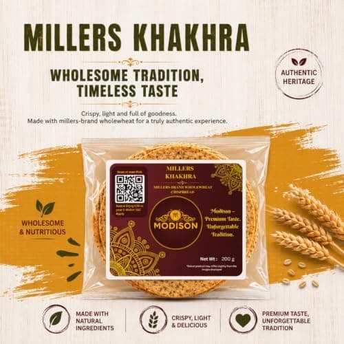 MODISON Millers Khakhra Whole Wheat Multi Millet Crispbread 200g thumbnail 4