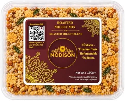 MODISON Roasted Millet Mix Indian Namkeen Crispy Multigrain 180g thumbnail 1