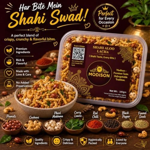 MODISON Shahi Aloo Lacha Indian Namkeen Crispy Potato Sticks 180g thumbnail 7
