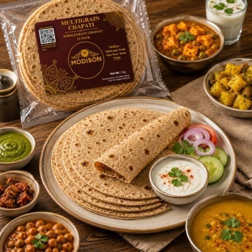 MODISON Multigrain Chapati 12 Pcs Frozen Indian Flatbread 1kg thumbnail 6