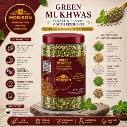 MODISON Green Mukhwas Indian Mouth Freshener Aniseed Coriander 100g thumbnail 4