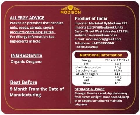 MODISON Oregano Herbs Dried Aromatic Mediterranean Seasoning 50g thumbnail 2