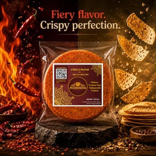 MODISON Chilli Papad Indian Papad Spicy Lentil Wafer 200g thumbnail 2