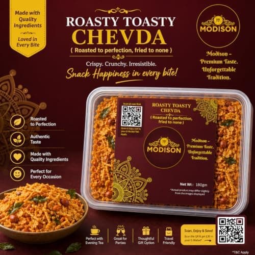 MODISON Roasty Toasty Chevda Indian Namkeen Roasted Crunchy 180g thumbnail 4