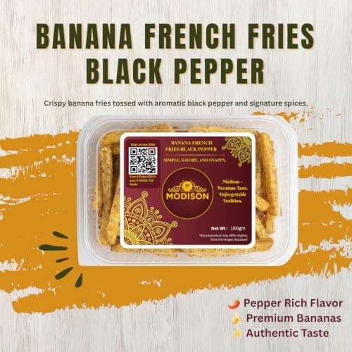 MODISON Banana French Fries Indian Snacks Black Pepper Kela 180g thumbnail 3