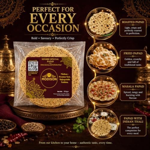MODISON Sindhi Special Indian Papad Black Pepper Cumin 200g thumbnail 6