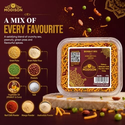 MODISON Bombay Mix Indian Namkeen Snack Traditional Savoury 200g thumbnail 4