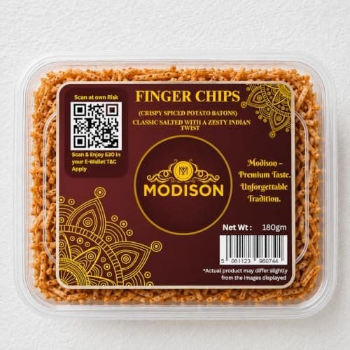 MODISON Spicy Finger Chips Indian Snacks Potato Crisps 180g thumbnail 1