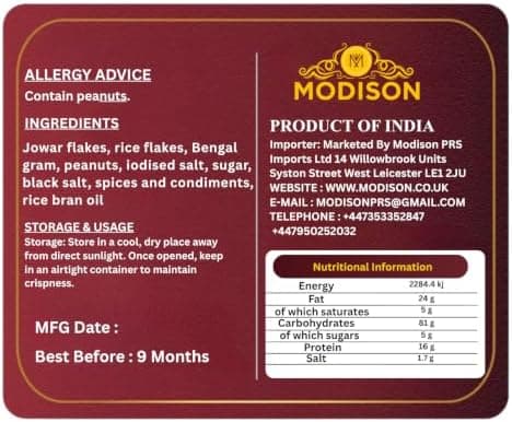 MODISON Roasty Toasty Chevda Indian Namkeen Roasted Crunchy 180g thumbnail 2