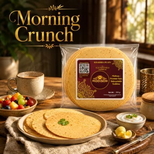 MODISON Plain Khakhra Whole Wheat Crispbread Roasted Snack 200g thumbnail 3