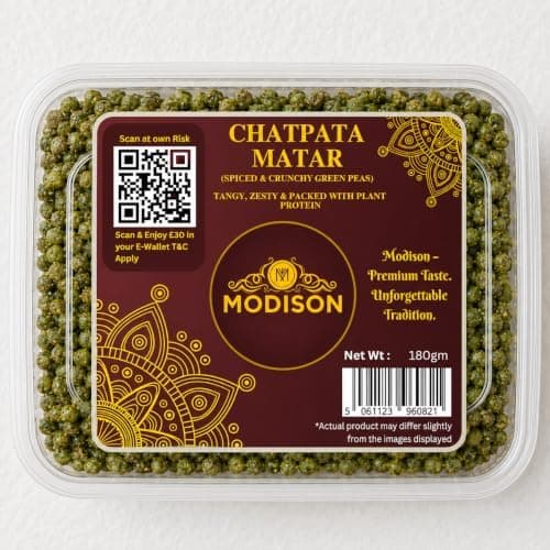 MODISON Chatpata Matar Healthy Snacks Spicy Green Peas 180g thumbnail 1