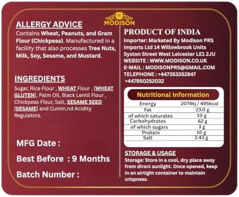 MODISON Murukku Indian Namkeen Snack Crispy Traditional 200g thumbnail 2