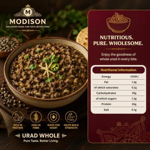 MODISON Urad Whole Black Gram Lentils High Fibre Protein 2KG thumbnail 2