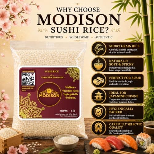 MODISON Sushi Rice Short Grain Rice Gluten Free Vegan 1kg thumbnail 4