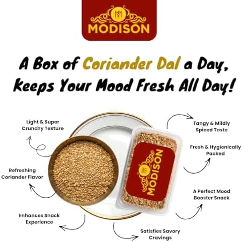 MODISON Coriander Dal Indian Namkeen Crispy Roasted Snack 180g thumbnail 2