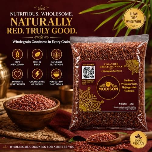 MODISON Vegan Red Wholegrain Rice Natural Gluten Free 1kg thumbnail 4