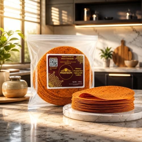 MODISON Whole Wheat Pizza Khakhra Crispy Snack Crispbread 200 g thumbnail 3