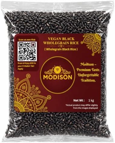 MODISON Vegan Black Wholegrain Rice Gluten Free Natural 1kg thumbnail 1