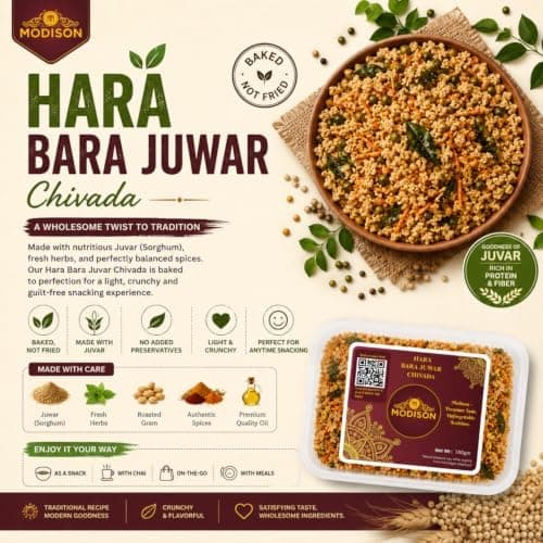 MODISON Hara Bhara Jowar Chivda Indian Namkeen Roasted Sorghum 180g thumbnail 4